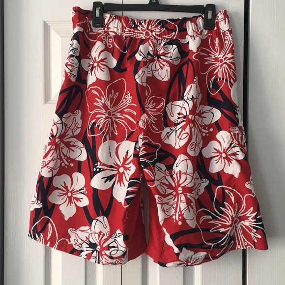Arizona Swim Red Hawaiian Style Trunks size MED - Picture 2 of 8